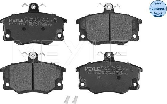 Meyle 025 208 3317/W - Kit pastiglie freno, Freno a disco autozon.pro