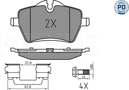 Meyle 025 239 8418/PD - Kit pastiglie freno, Freno a disco autozon.pro