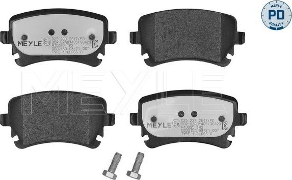 Meyle 025 233 2617/PD - Kit pastiglie freno, Freno a disco autozon.pro