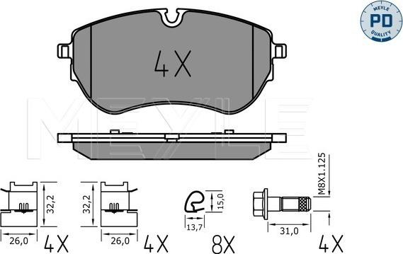 Meyle 025 226 4420/PD - Kit pastiglie freno, Freno a disco autozon.pro