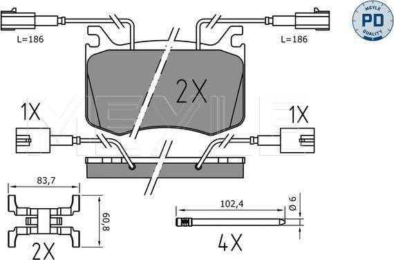 Meyle 025 220 9115/PD - Kit pastiglie freno, Freno a disco autozon.pro