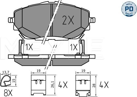 Meyle 025 227 8218/PD - Kit pastiglie freno, Freno a disco autozon.pro