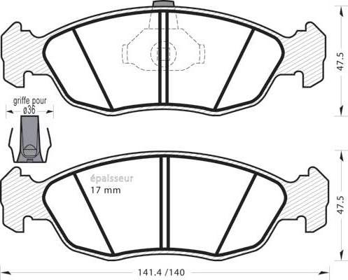 MGA 427 - Kit pastiglie freno, Freno a disco autozon.pro