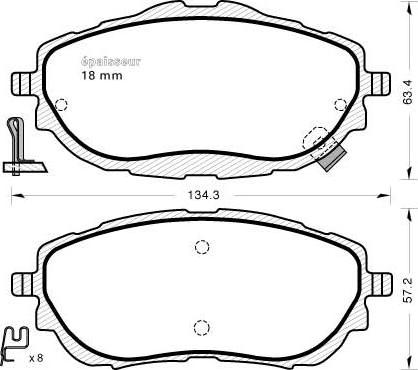 Akebono AN-8235WK - Kit pastiglie freno, Freno a disco autozon.pro