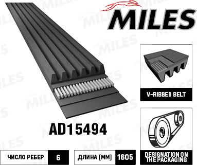 Miles AD15494 - Cinghia Poly-V autozon.pro