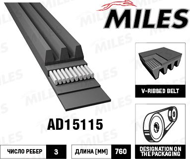 Miles AD15115 - Cinghia Poly-V autozon.pro