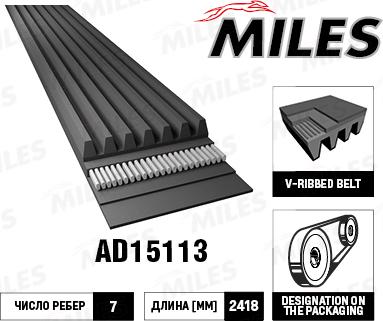 Miles AD15113 - Cinghia Poly-V autozon.pro