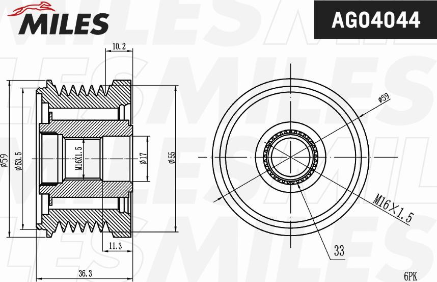 Miles AG04044 - Puleggia cinghia, Alternatore autozon.pro