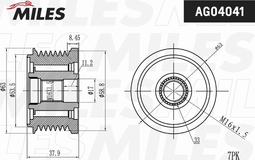 Miles AG04041 - Puleggia cinghia, Alternatore autozon.pro