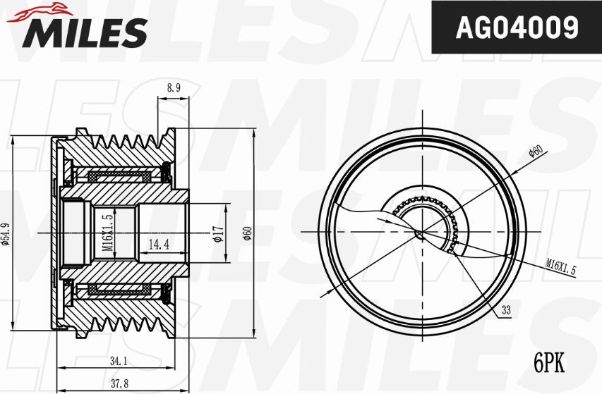 Miles AG04009 - Puleggia cinghia, Alternatore autozon.pro