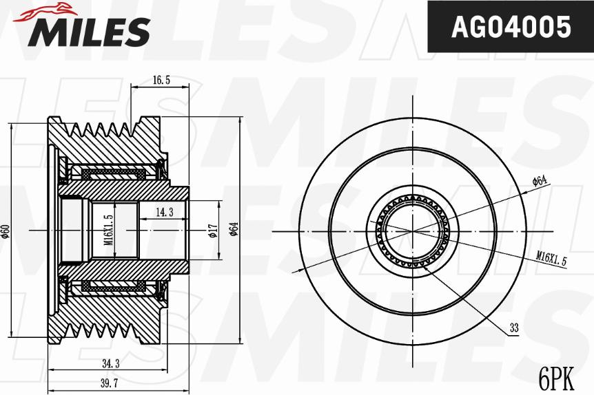 Miles AG04005 - Puleggia cinghia, Alternatore autozon.pro