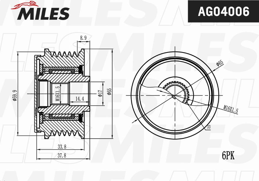 Miles AG04006 - Puleggia cinghia, Alternatore autozon.pro