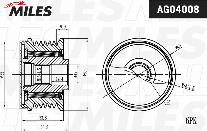 Miles AG04008 - Puleggia cinghia, Alternatore autozon.pro