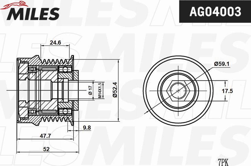 Miles AG04003 - Puleggia cinghia, Alternatore autozon.pro