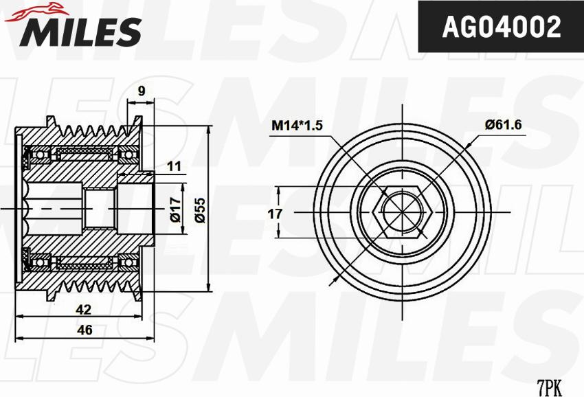 Miles AG04002 - Puleggia cinghia, Alternatore autozon.pro