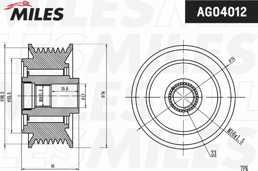 Miles AG04012 - Puleggia cinghia, Alternatore autozon.pro