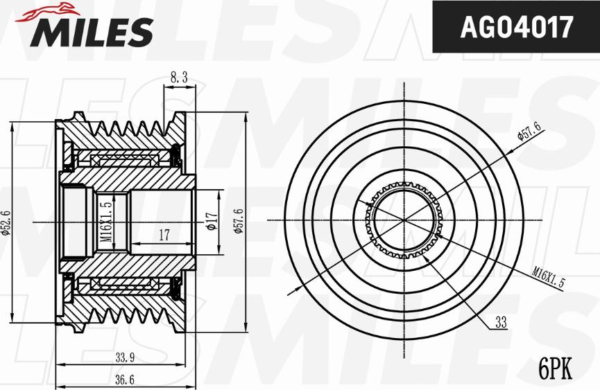 Miles AG04017 - Puleggia cinghia, Alternatore autozon.pro