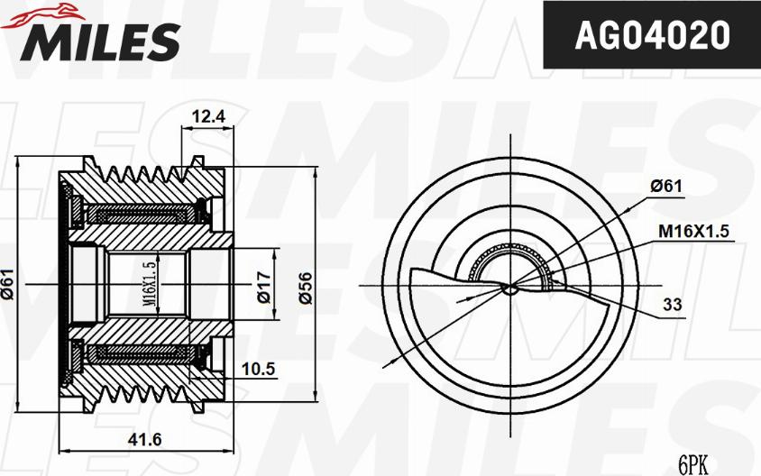 Miles AG04020 - Puleggia cinghia, Alternatore autozon.pro