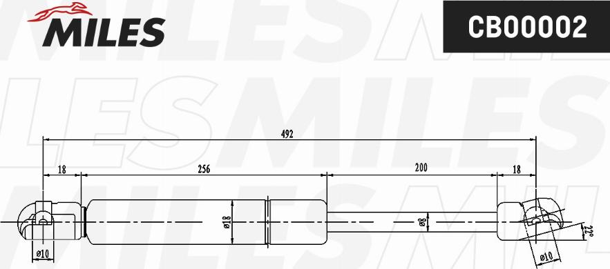 Miles CB00002 - Ammortizatore pneumatico, Cofano bagagli / vano carico autozon.pro