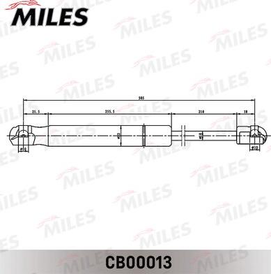 Miles CB00013 - Ammortizatore pneumatico, Cofano bagagli / vano carico autozon.pro