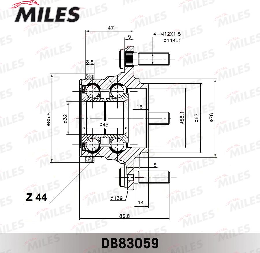 Miles DB83059 - Kit cuscinetto ruota autozon.pro