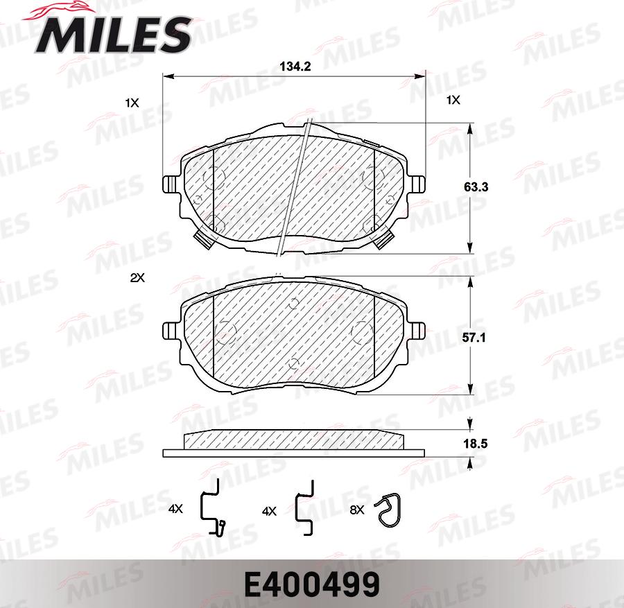 Miles E400499 - Kit pastiglie freno, Freno a disco autozon.pro