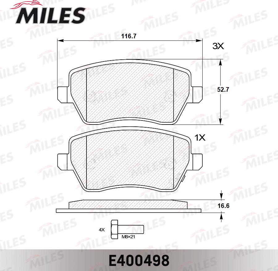 Miles E400498 - Kit pastiglie freno, Freno a disco autozon.pro