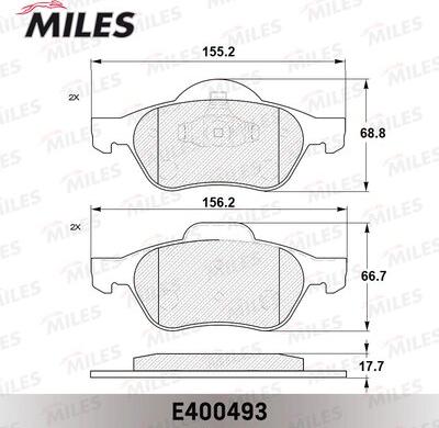 Miles E400493 - Kit pastiglie freno, Freno a disco autozon.pro