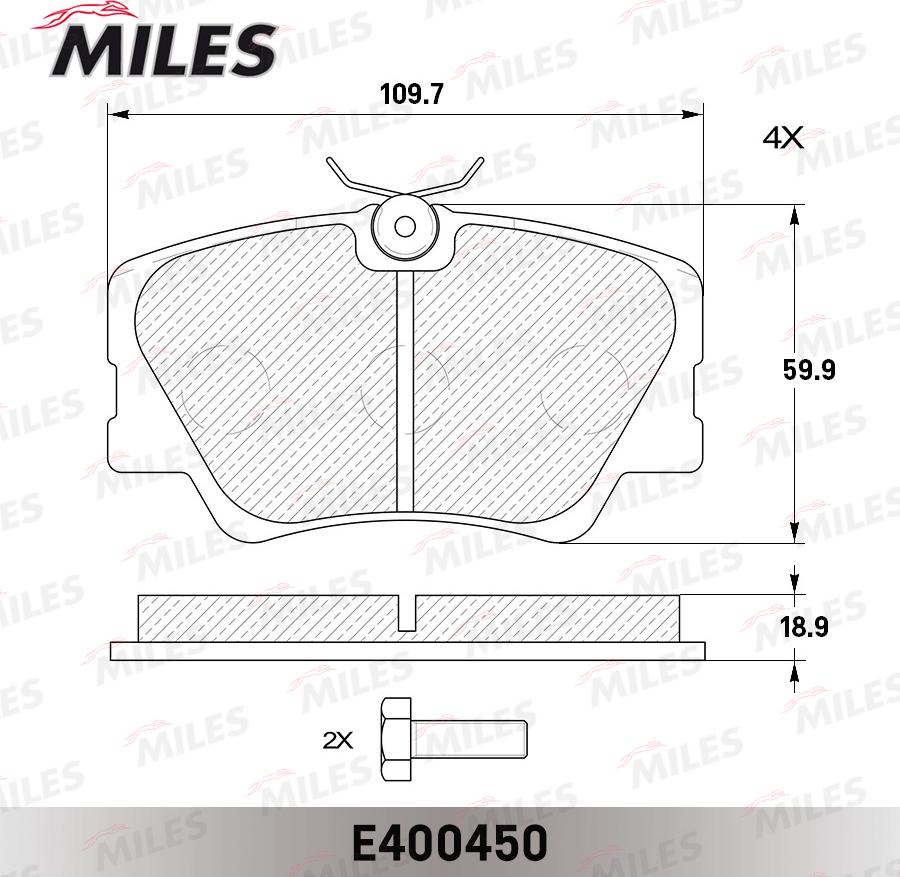 Miles E400450 - Kit pastiglie freno, Freno a disco autozon.pro