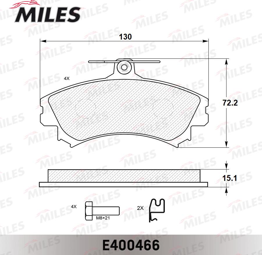 Miles E400466 - Kit pastiglie freno, Freno a disco autozon.pro