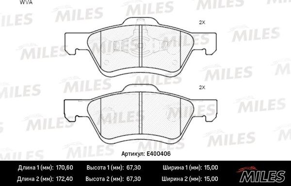 Miles E400406 - Kit pastiglie freno, Freno a disco autozon.pro