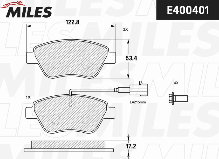 Miles E400401 - Kit pastiglie freno, Freno a disco autozon.pro