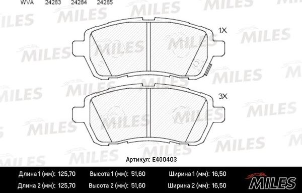 Miles E400403 - Kit pastiglie freno, Freno a disco autozon.pro