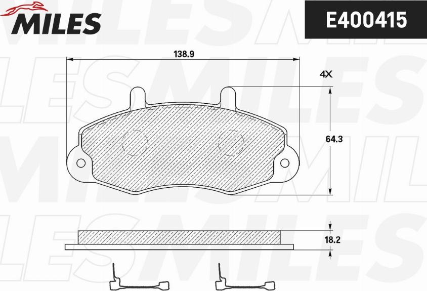 Miles E400415 - Kit pastiglie freno, Freno a disco autozon.pro