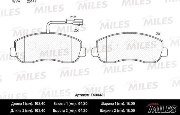 Miles E400482 - Kit pastiglie freno, Freno a disco autozon.pro