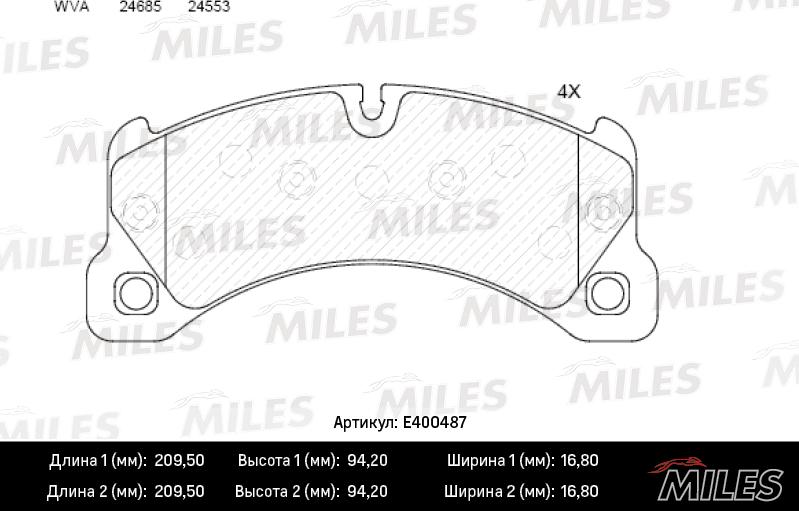 Miles E400487 - Kit pastiglie freno, Freno a disco autozon.pro