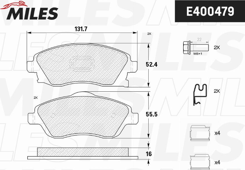 Miles E400479 - Kit pastiglie freno, Freno a disco autozon.pro