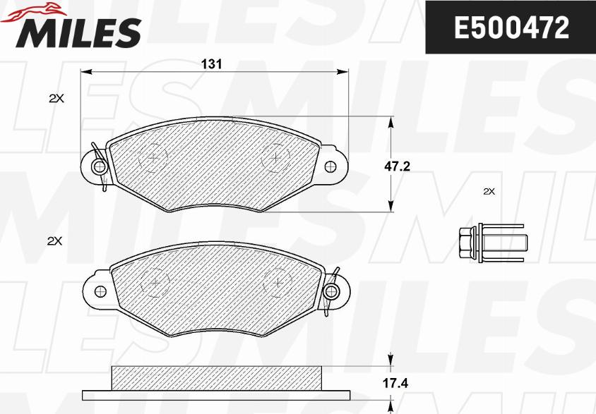 Miles E400472 - Kit pastiglie freno, Freno a disco autozon.pro