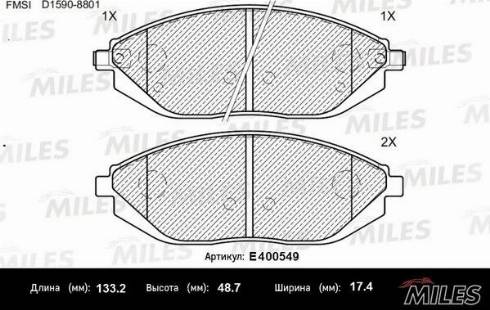 Miles E400549 - Kit pastiglie freno, Freno a disco autozon.pro