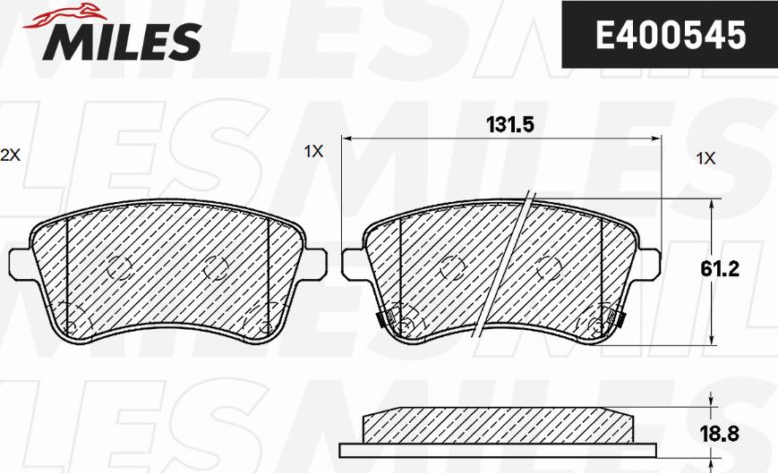 Miles E400545 - Kit pastiglie freno, Freno a disco autozon.pro