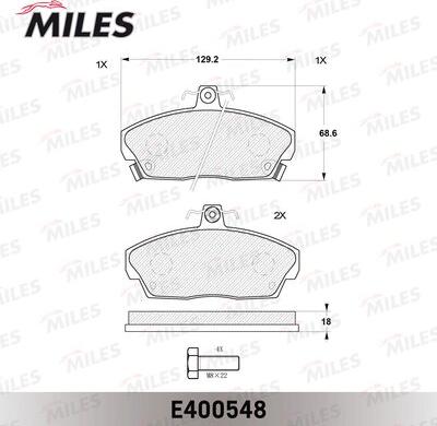 Miles E400548 - Kit pastiglie freno, Freno a disco autozon.pro