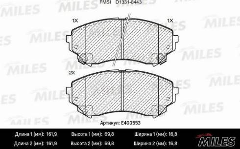 Miles E400553 - Kit pastiglie freno, Freno a disco autozon.pro