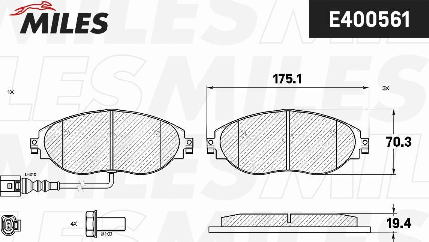 Miles E400561 - Kit pastiglie freno, Freno a disco autozon.pro