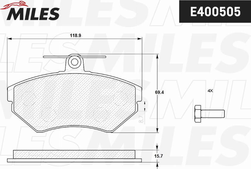 Miles E400505 - Kit pastiglie freno, Freno a disco autozon.pro