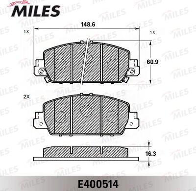 Miles E400514 - Kit pastiglie freno, Freno a disco autozon.pro