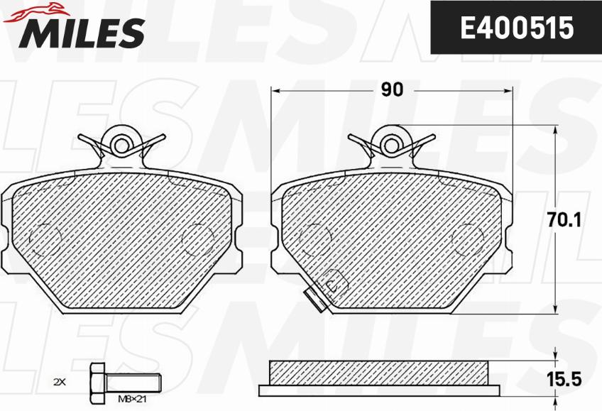 Miles E400515 - Kit pastiglie freno, Freno a disco autozon.pro