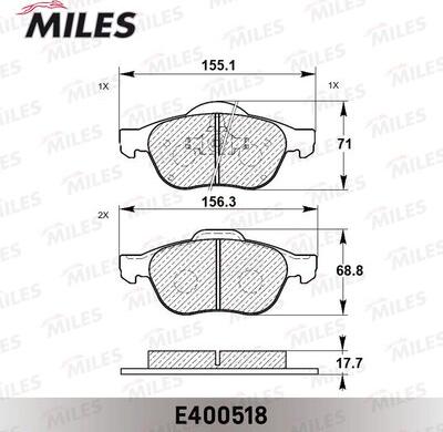 Miles E400518 - Kit pastiglie freno, Freno a disco autozon.pro