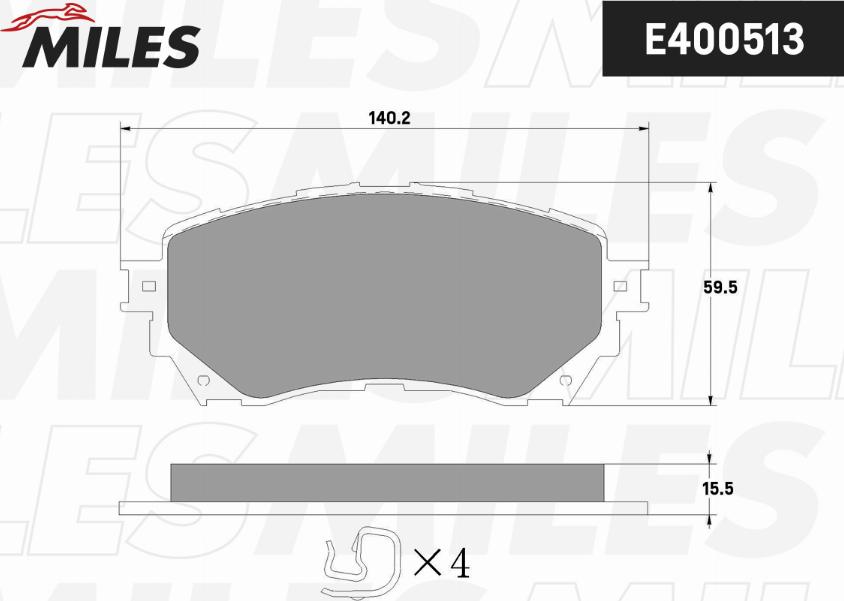 Miles E400513 - Kit pastiglie freno, Freno a disco autozon.pro