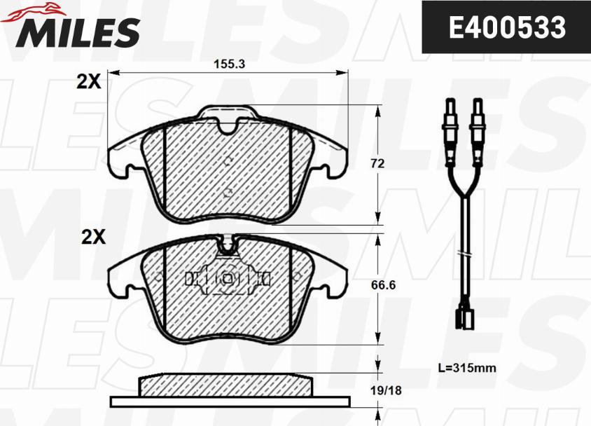 Miles E400533 - Kit pastiglie freno, Freno a disco autozon.pro