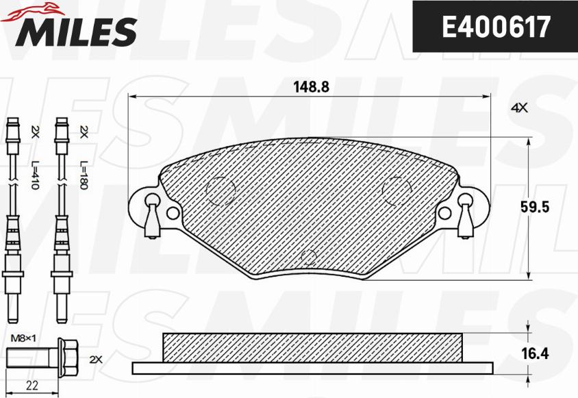 Miles E400617 - Kit pastiglie freno, Freno a disco autozon.pro